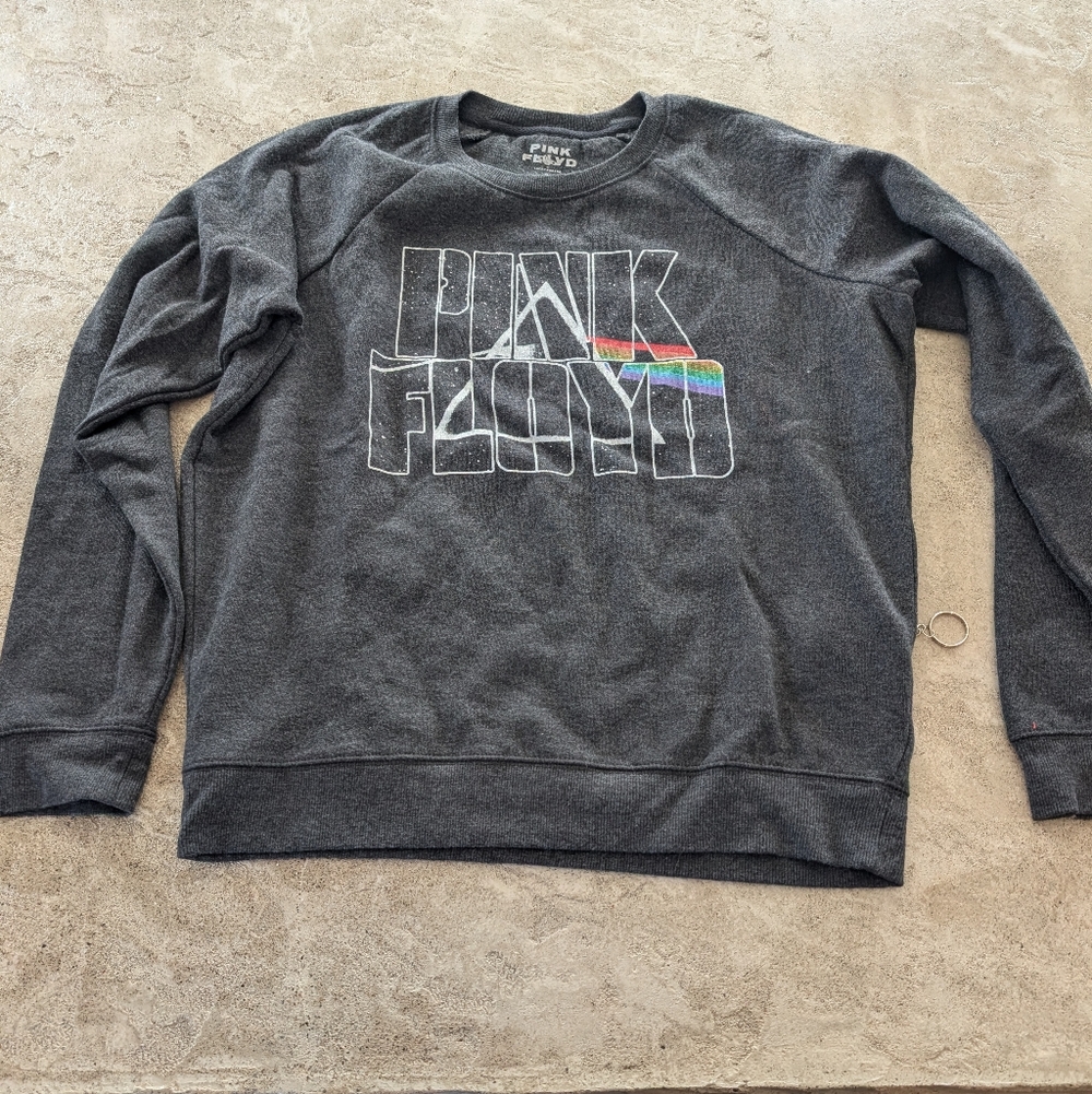 NWT Lucky Brand Graphic Crewneck Sweatshirt Charcoal Pink Floyd Pullover Size S
